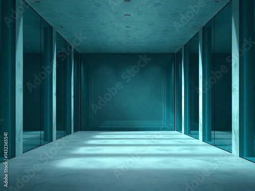 empty room with white wall. corridor, interior, hallway, door, room, floor, hall, empty, hotel, building, architecture, light, wall, office, dark, long, design, entrance, nobody, tunnel, passage, hous