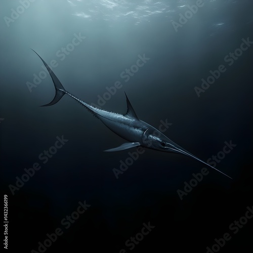 Swift Swordfish Cutting Through Deep Waters