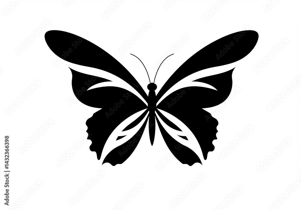 Fototapeta premium Elegant butterfly black silhouette