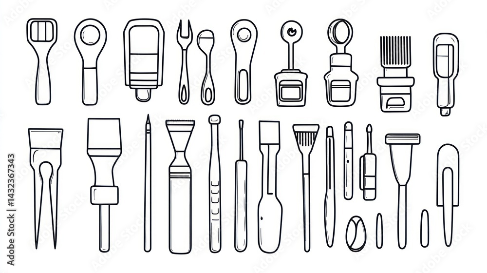 Collection of various hand tools, isolated on white background; useful for DIY or craft tutorials Collection of various hand tools, isolated on white background; useful for DIY or craft tutorials
