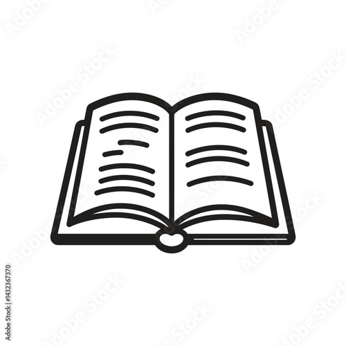 Open Book Icon in Black Outline Style on Transparent Background Design