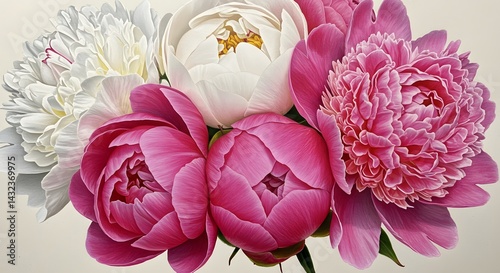 Peony Bloom White and Pink