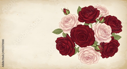 Rose arrangement burgundy and white bouquet