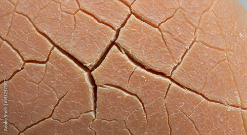 Extreme Close Up Shows Deep Cracks in Dry Skin Necessitating Immediate Care