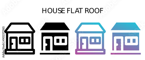 house flat roof icon sheet with line, glyph, gradient multistyle collection of elements for design