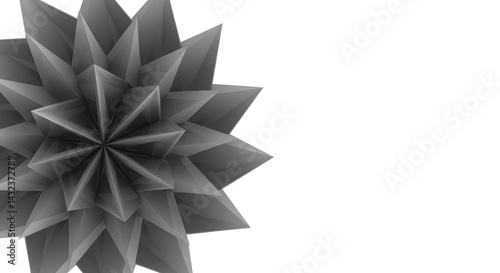 Complex Geometric Composition Of Shaded Triangular Facets On White Backdrop