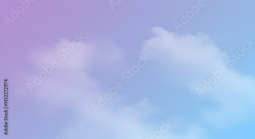Dreamy Sky Gradient Background With Fluffy Clouds And Soft Colors