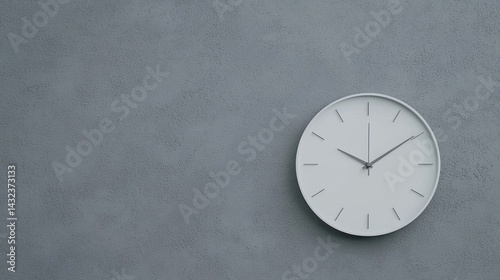 Wallpaper Mural A minimalist wall clock on a textured gray background, showcasing a simple design with clear hour markings. Torontodigital.ca