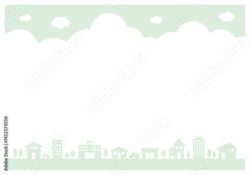 街並みと空のシルエット上下背景イラスト