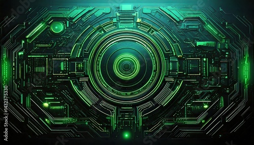 Wallpaper Mural ネオングリーンのサイバー背景（ai生成画像） Torontodigital.ca