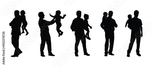 father with child vector silhouette, silhouette of a father lifting his child.
