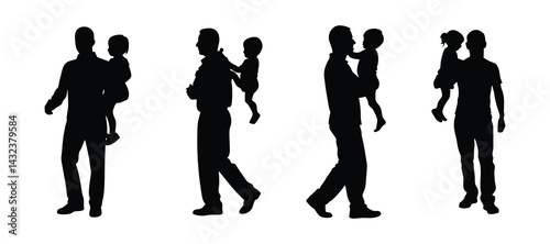 father with child vector silhouette, silhouette of a father lifting his child.