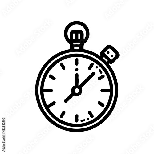 Stopwatch in minimalist design with black outline  