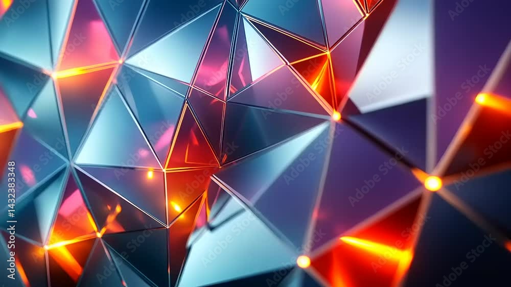 Abstract Geometric Background with Glowing Triangles Abstract Geometric Background with Glowing Triangles