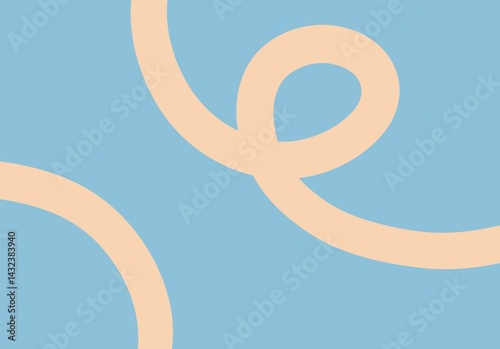 Abstract blue background with soft pastel pink loop lines for wallpaper 
