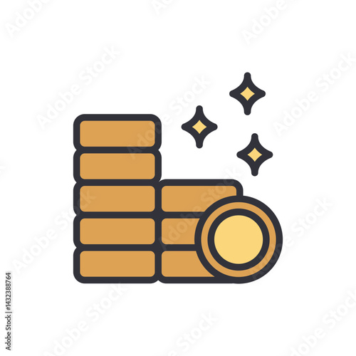 Coins colored icons, minimalist vector illustration ,simple transparent graphic element .Isolated on white background