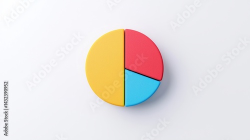 Free Download A colorful pie chart composed of three segments, showcasing different proportions in yellow, red, and blue against a white background. - GFXLoad