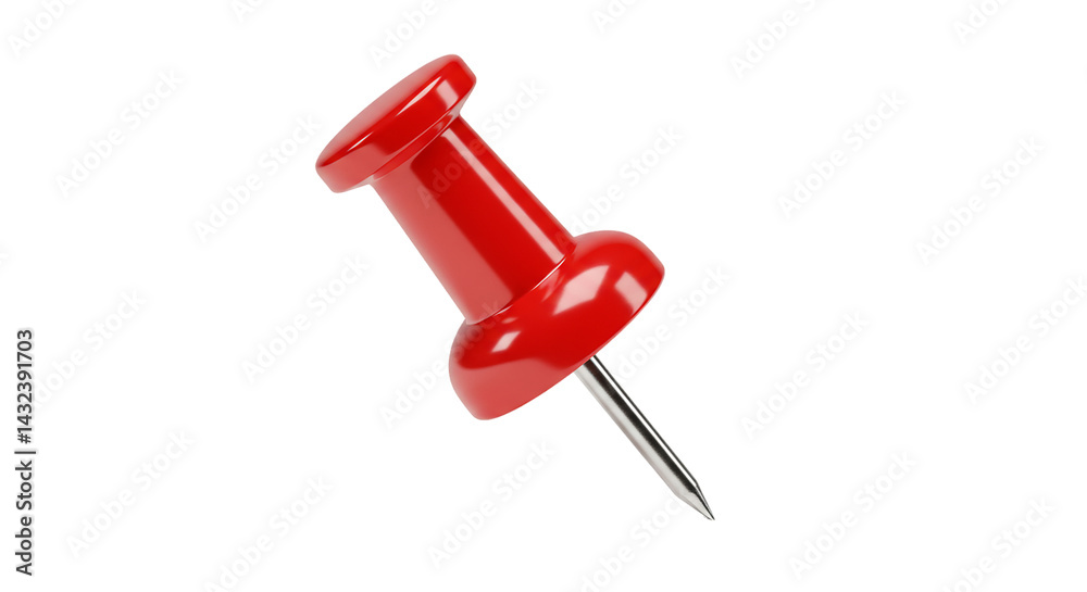 A close up shot of a single red push pin with a metal point on a plain black background studio shot A close up shot of a single red push pin with a metal point on a plain black background studio shot