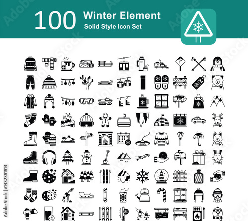 Illustration of Winter Collection design Glyph Icon. Winter Glyph Icon Pack. Set of Winter Solid Icon