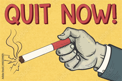 A close-up, dramatic image of a hand forcefully extinguishing a cigarette, emphasizing the action and the bold rejection of smoking.