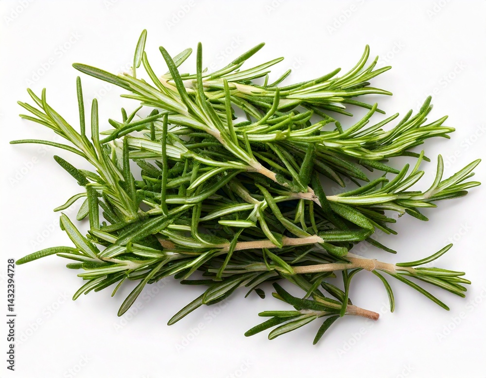 Fototapeta premium Rosemary isolated on white background, Top view, generative ai