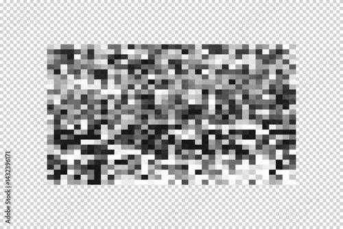 Censor blur effect. Horizontal checkered pattern. White and black grid texture. Blur pixel effect