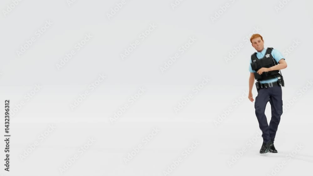 3D animation of a police character dancing joyfully. Perfect for fun, entertainment, kids, or law enforcement-themed creative content with a humorous touch. 3D animation of a police character dancing joyfully. Perfect for fun, entertainment, kids, or law enforcement-themed creative content with a humorous touch.