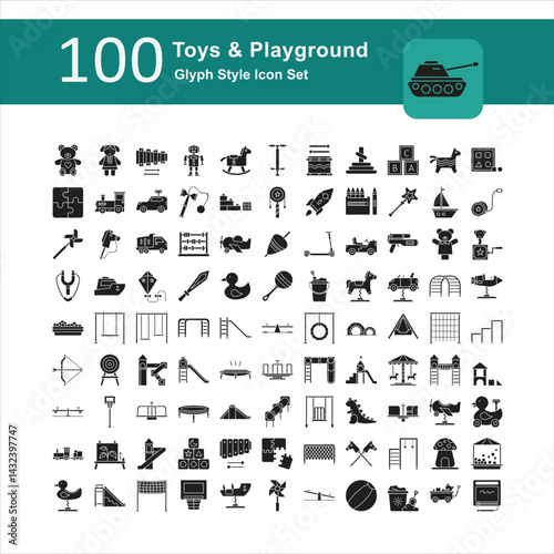 Illustration of Toys and Playground Collection design Glyph Icon. Toys and Playground Glyph Icon Pack. Set of Toys and Playground Solid Icon