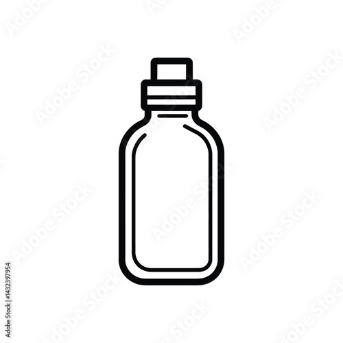 Simple Outline of Tall Bottle with Stopper on Transparent Background