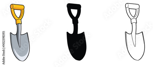 shovel vector illustration in cartoon flat style,icon,building equipment