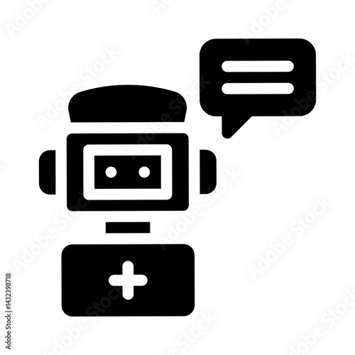 medical chatbot glyph icon