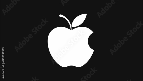 White apple logo Editorial vector illustration on black background.