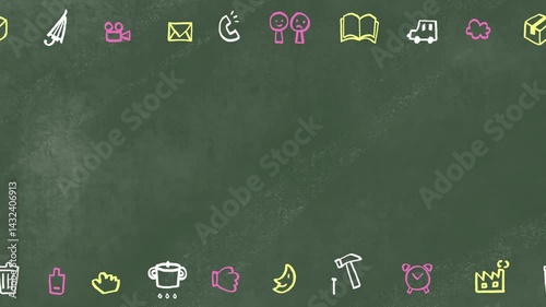 Doodle illustration border on blackboard