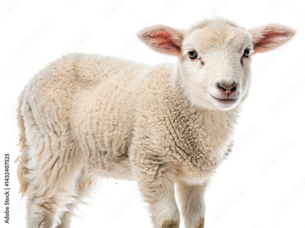 Young Lamb Isolated on White Background – High-Resolution Farm Animal Image Young Lamb Isolated on White Background – High-Resolution Farm Animal Image