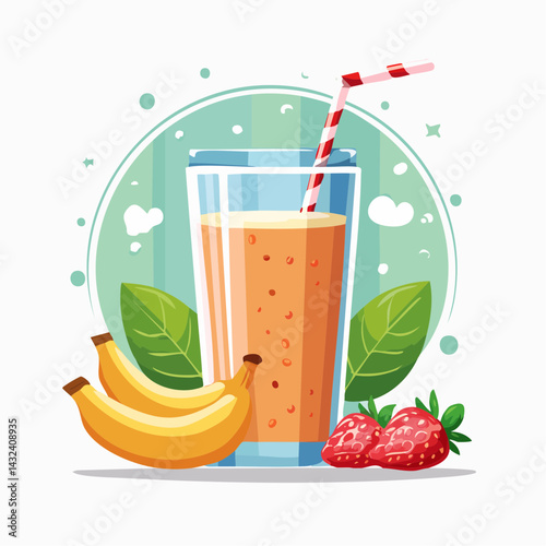 2D flat vector illustration smoothie icon isolated on a white background.