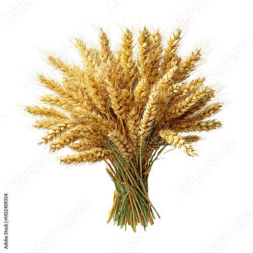 Isolated wheat bunch golden harvest grain crop agriculture field ripe food stems sheaf nature close up