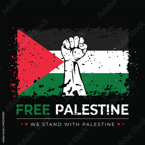 Free palestine or freedom palestine Resistance and Solidarity with flag texture symbol poster design