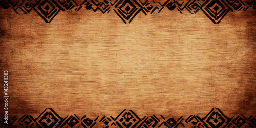 Tribal Art Designs on Wood Texture Background