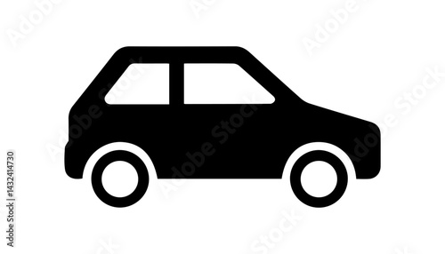 A silhouette black and white car icon on white background