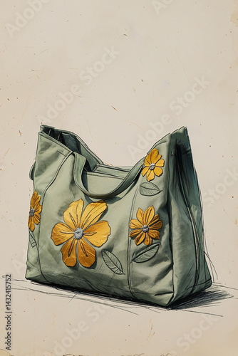 Women’s light green summer bag with applique









