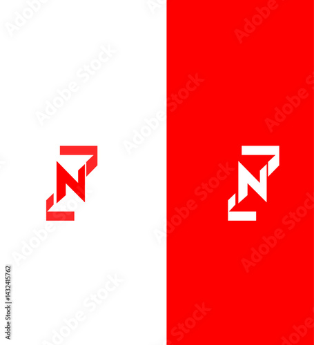 Modern Red and White Letter NZ Logo Design Variations