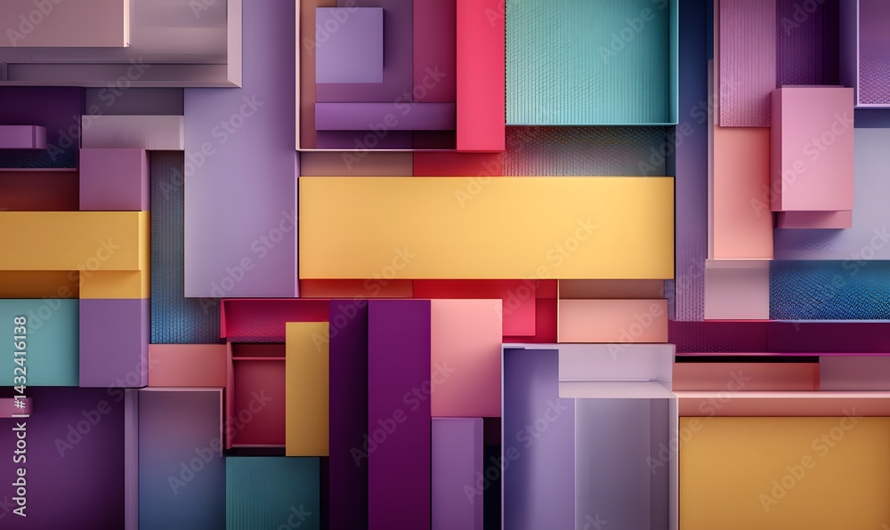 Fototapeta premium Abstract Geometric Background with Pastel Colors and 3D Shapes
