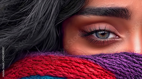 Close-up of eye and scarf