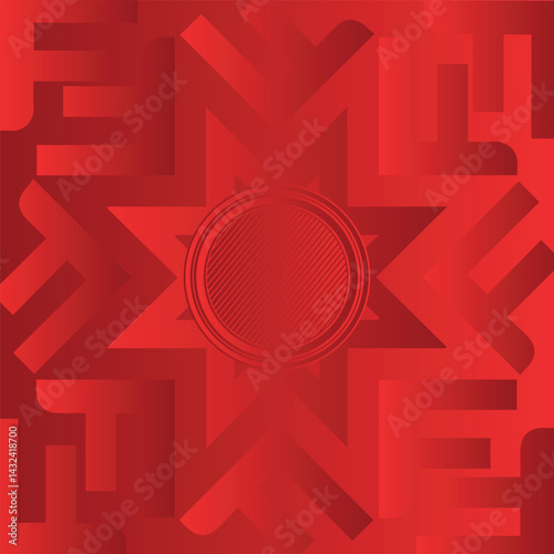 Red abstract background with geometric shape. Modern red gradient rounded square lines pattern. Futuristic technology concept