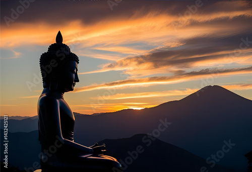 silhouette of a man sitting on a mountain