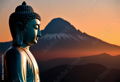 buddha statue at sunset