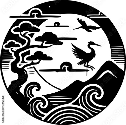 sketch vector illustration silhouette design painting decoration scenery cultural and religion temple classic vintage ethnic traditional chinese