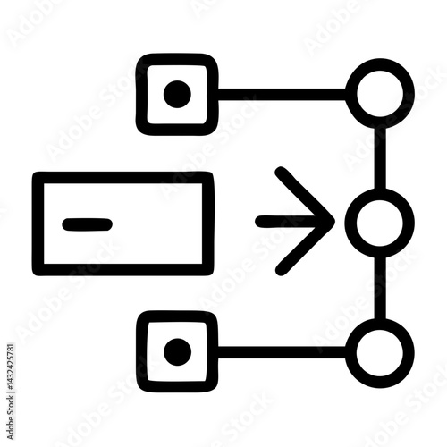 Process Flow with Arrow and Minus Sign Vector Icon
