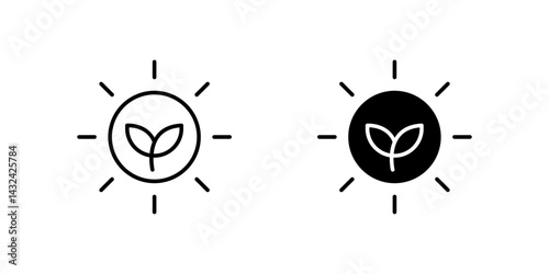 Environmentally Friendly Sun Line and Glyph Icon Set