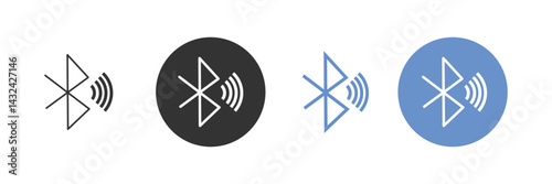 Set of Bluetooth icons in different styles isolated on a white background Vector. Bluetooth Icon thin line, flat line symbol set.